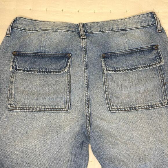 S.O.N.G. Cargo Jeans Women's 11/30 | Light Wash Wide Leg High Rise Utility Denim - Picture 4 of 9